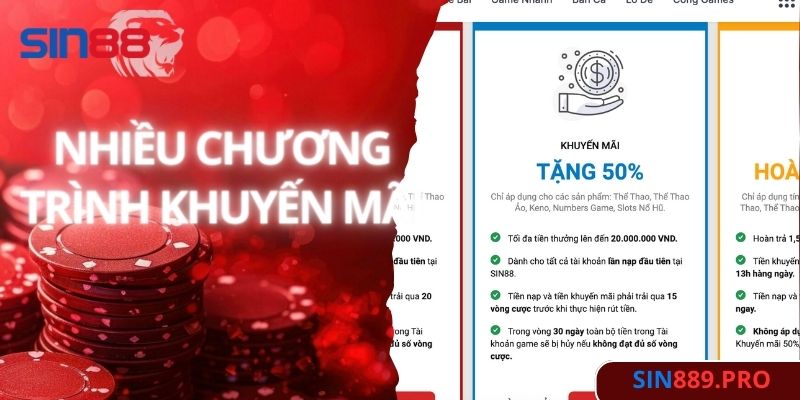 Các chương trình khuyến mãi cho người chơi tại Sin88